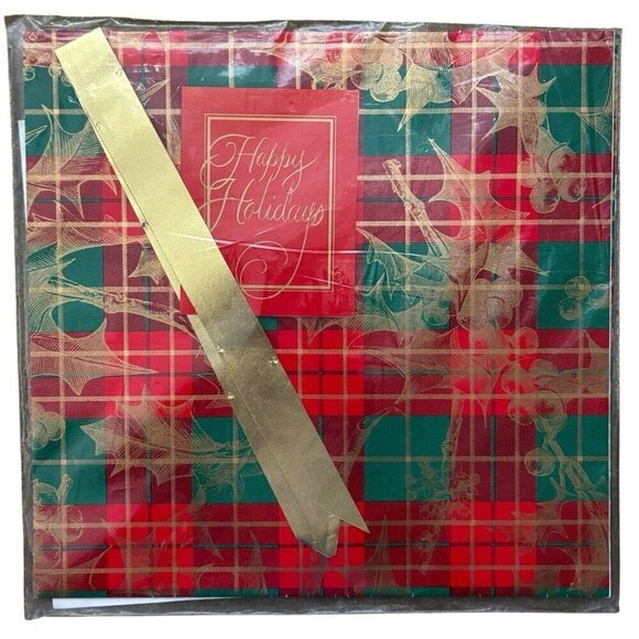 VTG 90s CHRISTMAS Happy Holidays Gift Wrap Ensemble Lord & Taylor NEW - Picture 1 of 5